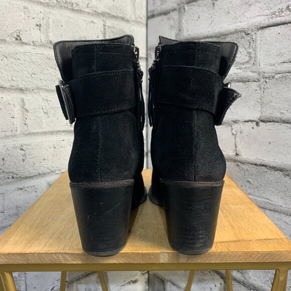 Sam Edelman Ankle Boots Women's 7 Leonia Black Suede Pointy Toe Side Zip Bootie - Picture 8 of 16